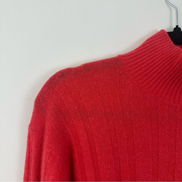 J. Crew | Coral Ribbed Turtleneck Sweater Merino Wool Blend Size XS - Picture 2 of 6